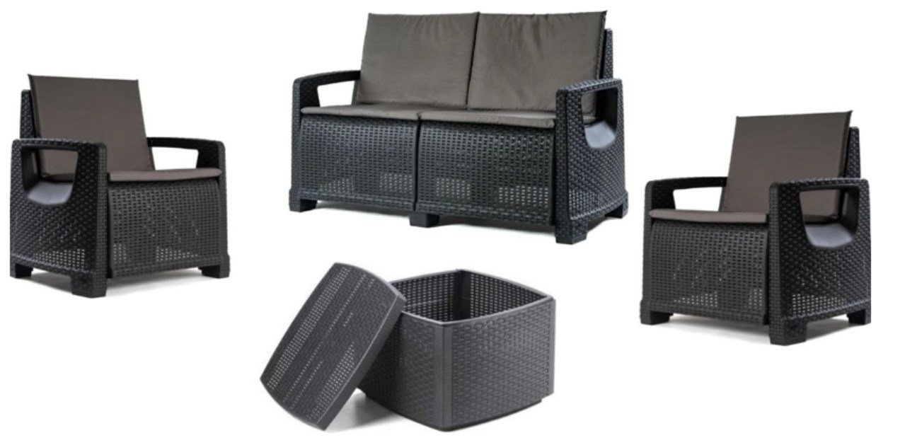 Komplet mebli ogrodowych BELLAGIO antracyt sofa fotele stolik